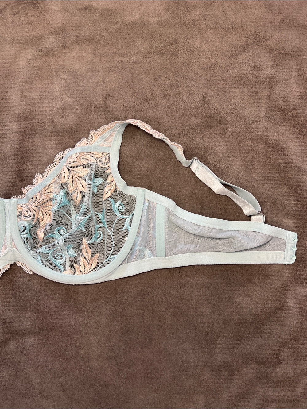 Soma Aqua and Gold Embroidered Sheer Underwire Bra 38D - Picture 10 of 13